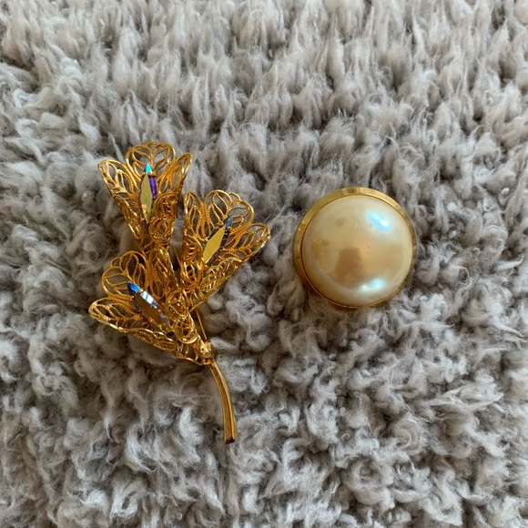 Two gold vintage brooches - Picture 3 of 14